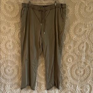 Charlie B gray color, satin pant frayed hem elastic waist pull on